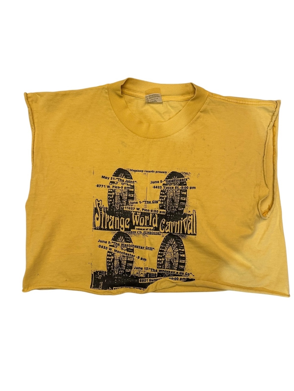 Strange World Carnival Tour Sleeveless Crop Band Tee Yellow